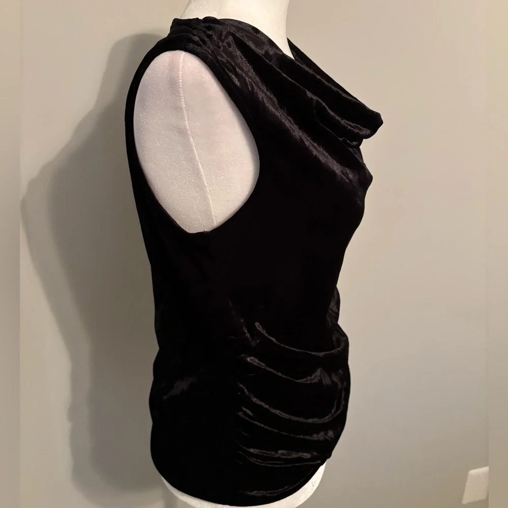 🆕 CALVIN KLEIN Velvet Cowl Neck Sleeveless Blouse - Picture 2 of 5